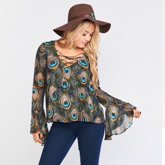 Show Me Your MuMu Tops - Show Me Your Mumu Peacock Bell Sleeve Blouse XS
